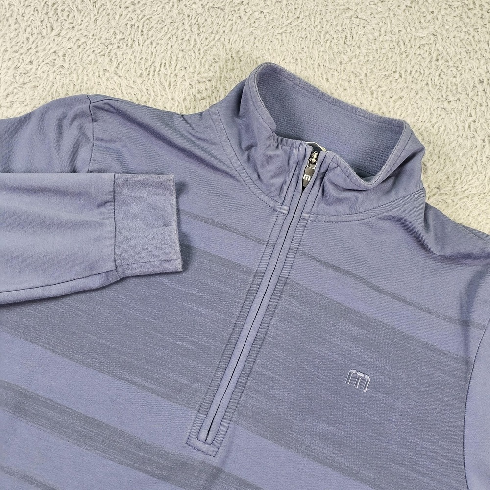Travis Mathew Pullover Mens Small Blue Striped 1/4 Zip Golf Sweatshirt‎ Stretch